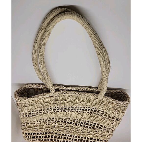 J.CREW Marseille 100% Paper Straw Open Weave Unstructured Market Tote Bag Beach - Picture 7 of 16
